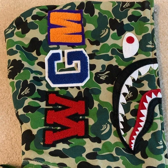 Bape Green Camo Shark Zip-Up Hoodie